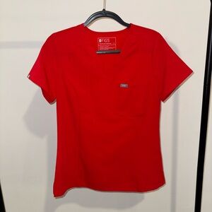 Figs Women's Pop Red Slim Catarina Scrub Top